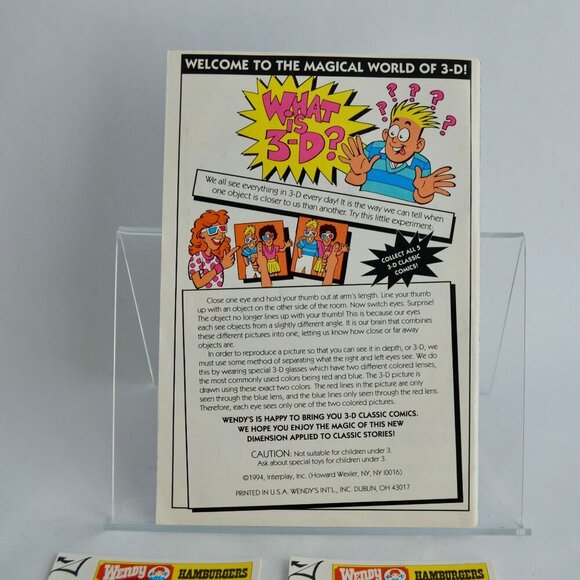 Lot Vintage Wendy's Restaurant Items 3D Classic Comics & Kids Meal Stickers - Picture 4 of 4
